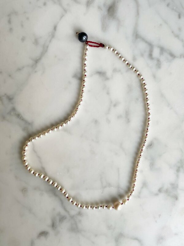 Petit ByMarichelle Pearl Necklace in Red